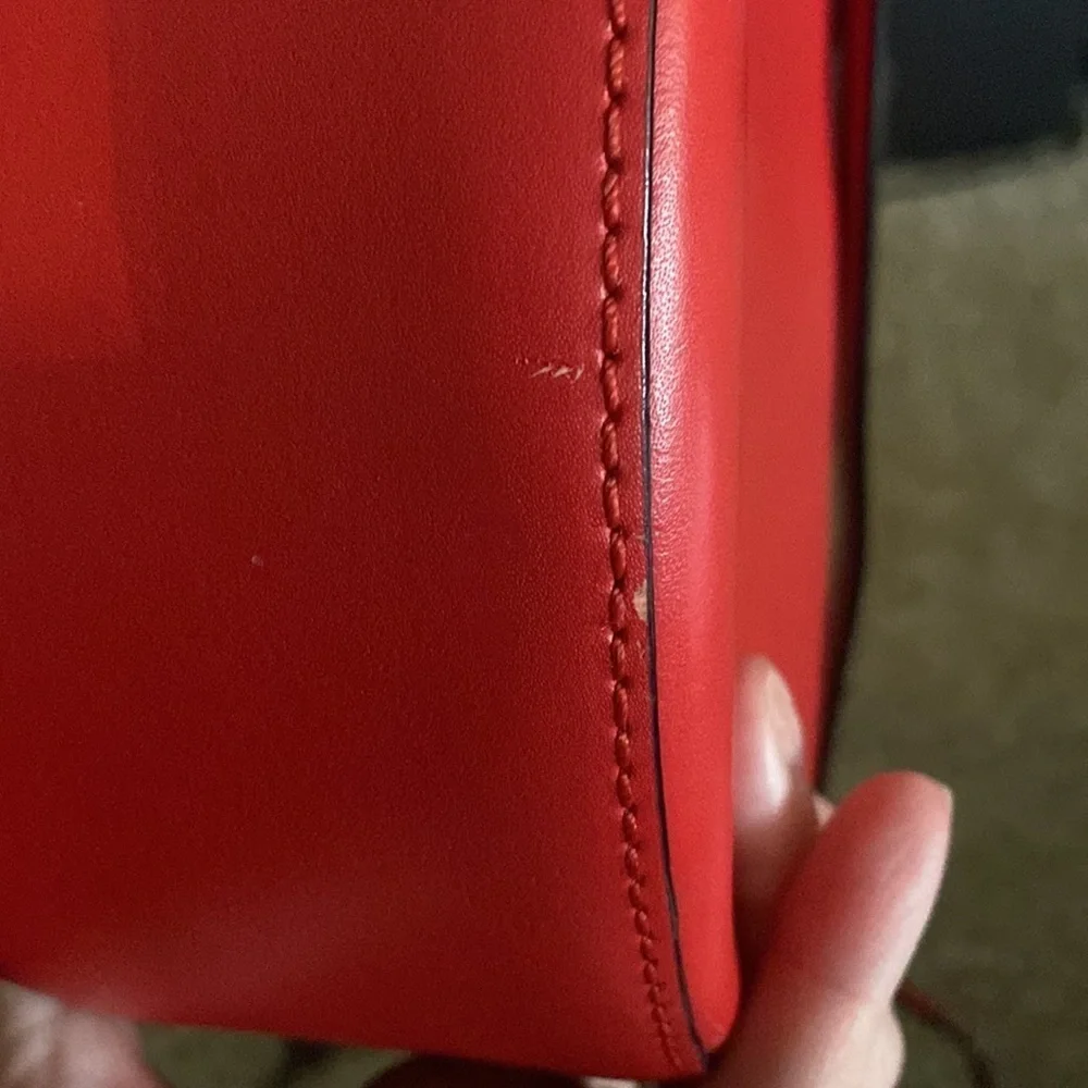 Rare Kate Spade leather handbag, w/ detachable strap, red, pink, hot pink